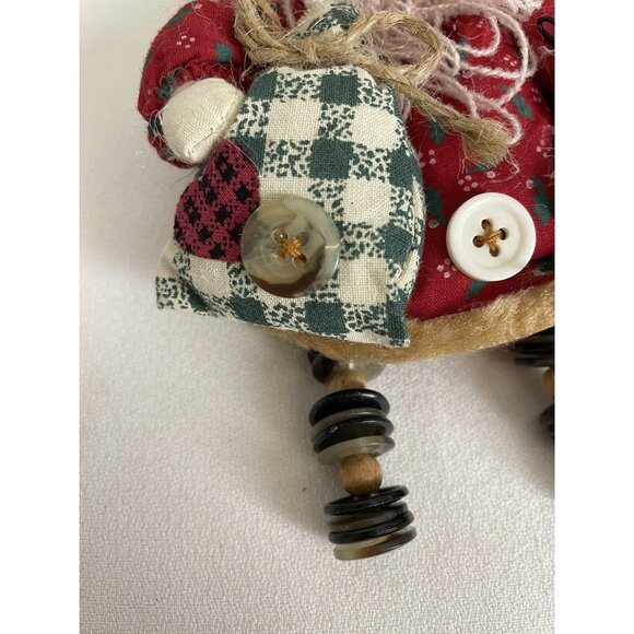 Vintage Primitive Country Santa Christmas Ornament Buttons Yarn Beard Twine - Picture 4 of 11
